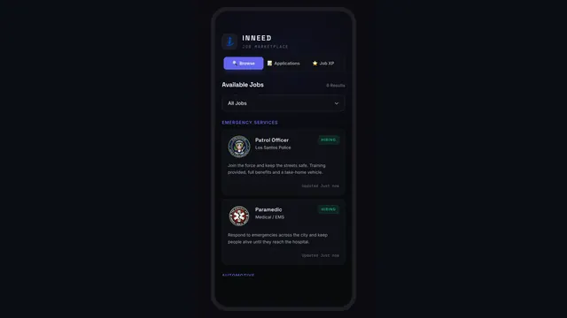 Job board app (sample data). Click to enlarge.